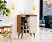 Aparador Buffet Adega Bar 1 Porta 6 Garrafas Saint cor Freijo com Off White - Comprar Moveis Em Casa