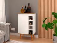 Aparador Buffet Adega Madri com pés estilo retrô e 1 porta - Off White com Freijó