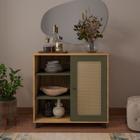 Aparador Buffet Com 1 Porta e 3 Nichos Artely Charlotte Cor Menta com Carvalho