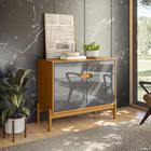 Aparador Buffet Intense 2 Portas Retrô com Pés de Madeira Freijó / Off White Perolizado - Movelove