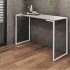 Aparador Buffet Mesa Café Office Sala de Jantar Ferro Branco Tampo MDF Marmorizado Cinza - Ahazzo Móveis