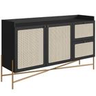 Aparador Buffet Para Sala de Jantar 139cm Industrial Indy A03 Nero Dourado - Lyam Decor