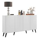 Aparador Buffet Retrô Multimóveis Veneza 4 Portas FG3556 Branco/Preto