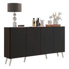 Aparador Buffet Retrô Multimóveis Veneza 4 Portas FG3556 Preto/Branco