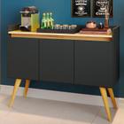 Aparador Buffet Sala Gold 3 Portas com Pés de Madeira Maciça