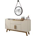 Aparador Buffet Sala Jantar Future B02 Off White Cinamomo com Espelho Adnet 54 cm Preto - Lyam Decor