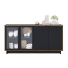 Aparador Buffet Vitoria 4 Portas 160cm Noce Milano/Preto Fosco - Colibri