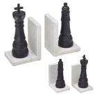 Aparador de livro rei e rainha jogo de xadrez branco e preto