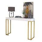 Aparador Sala 90cm Pés De Ferro Cor Dourado Moderno Sem Gaveta (Branco-Dourado)