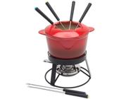 Aparelho de Fondue Cerâmica Rojemac - Vermelho e Preto 10 Peças Bon Gourmet Gradual Red