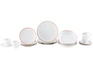 Aparelho de Jantar 20 Peças Tramontina Redondo Porcelana Branco e Marrom Mare