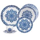 Aparelho de Jantar Blue Indian - 20 Peças - Conjunto de Mesa de Jantar Clássico de Luxo - Clássico Requintado: Aparelho de Jantar de Porcelana - Prime Home Decor