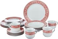 Aparelho de Jantar Classic Porcelana 20 Pçs Branco Com Rosa