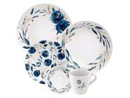 Aparelho de Jantar de Porcelana Decorada 20 Peças Tramontina Ana Flor Branco/Azul 96589/015