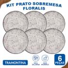 Aparelho De Jantar Jogo de Pratos Sobremesa 19 cm Tramontina Floralis em Porcelana Decorada 6 Peças