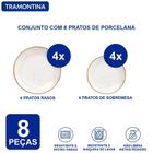 Aparelho De Jantar Prato Raso E Sobremesa Porcelana Kit 8 - Tramontina