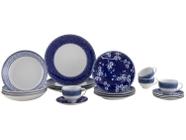 Aparelho de Jantar Sobremesa e Chá 20 Peças Tramontina de Porcelana Azul Redondo Umeko