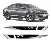 Aplique Adesivo Cromado Resinado Msi Vw Inclinado Deluxe