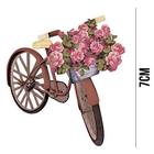 Aplique de MDF e Papel - Bicicleta Flores Rosas APM8 - 1068