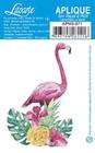 Aplique Decoupage Flamingo Flores Apm8-871 em Papel e Mdf 8cm Litoarte