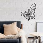 Aplique Escultura Quadro de Parede Borboleta Voando One Line Butterfly Vazado MDF Preto Decorativo Sala