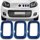 Aplique Friso Grade Dianteira Parachoque Fiat Uno Evo 2010 2011 2012 2013 2014 Kit Azul