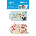 Aplique MDF e Papel Litoarte 4 cm - Modelo Tag, Borboleta, Flores APM4-413 - 2 Peças