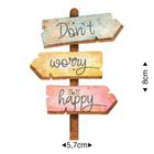 Aplique MDF e Papel Litoarte 6,5 x 8 cm - Modelo APM8-1300 Dont Worry Be Happy 1 Peças