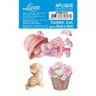 Aplique Mdf e Papel Litoarte Mon Monde Rose Bleu Menina 6 Cm - Apm6-016