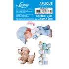 Aplique Mdf e Papel Litoarte Mon Monde Rose Bleu Menino 6 Cm - Apm6-017