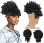Aplique Rabo de Cavalo Afro Puff Encaracolado Com Franja