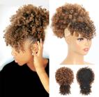 Aplique Rabo de Cavalo Afro Puff Encaracolado Com Franja Elegante