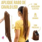 Aplique Rabo De Cavalo Com Cabelo Liso Organico Premium 70Cm +Presilha