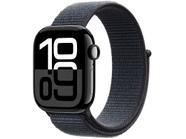 Apple Watch Series 10 GPS Caixa Preta Brilhante de Alumínio 42mm Pulseira Loop Esportiva Tinto