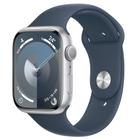 Apple Watch Series 9 45mm GPS Caixa Prateada de Alumínio, Pulseira Esportiva Azul-tempestade, Tamanho M/G, Neutro em Carbono - MR9E3BZ/A