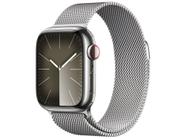 Apple Watch Series 9 GPS + Cellular Caixa Prateada de Aço Inoxidável 41mm Pulseira Prateada Estilo Milanês