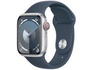 Apple Watch Series 9 GPS + Cellular Caixa Prateada de Alumínio 41mm Pulseira Esportiva Azul-tempestade M/G