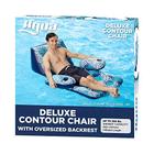 Aqua Deluxe Contour Pool Chair Lounge, Tecido luxuoso, Suntanner Adult Size Pool Float, Cadeira Flutuante do Lago, Serviço Pesado, Samambaia Azul/Branco - Aqua LEISURE