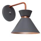 Arandela Parede Berlin 15cm Cinza C/ Cobre - Iluminar Ambiente