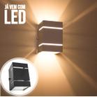 Arandela Preta + LED 5W 3000k luminária Externa Parede Muro 2 Focos Frisos Fachos St327