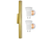 Arandela Tubo Cilindro Alumínio Dourado 40cm + Lâmpada LED Branco Frio - Iluminar Ambiente