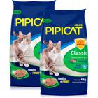 Areia Higiênica Pipicat Classic para Gato com 4kg Kit com duas unidades