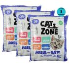 Areia Higiênica Sanitária Para Gatos Cat Zone 4Kg Controle de Odor Kit C/ 3