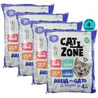 Areia Higiênica Sanitária Para Gatos Cat Zone 4Kg Controle de Odor Kit C/ 4
