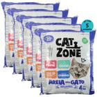 Areia Higiênica Sanitária Para Gatos Cat Zone 4Kg Controle de Odor Kit C/ 5