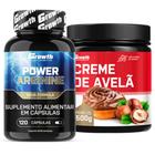 Arginina Pura 120 Caps + Creme Avelã Fit 500g Growth