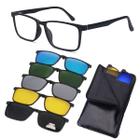 Armação de Oculos de Grau e Sol Masculino Polarizado Clip On 6 em 1 Imã Magnetico