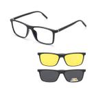 Armação De Óculos Masculino + 2 Clip On Óculos De Sol Troca Lentes 3 Em 1 Proteção UV Polarizado