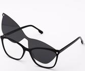 Armação De Óculos Para Grau Feminina Gatinho Sugar Clipon 2 em 1 Preta