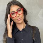 Armação para Óculos de Grau Feminino Retangular Gateado Acetato Mackage - Vermelho